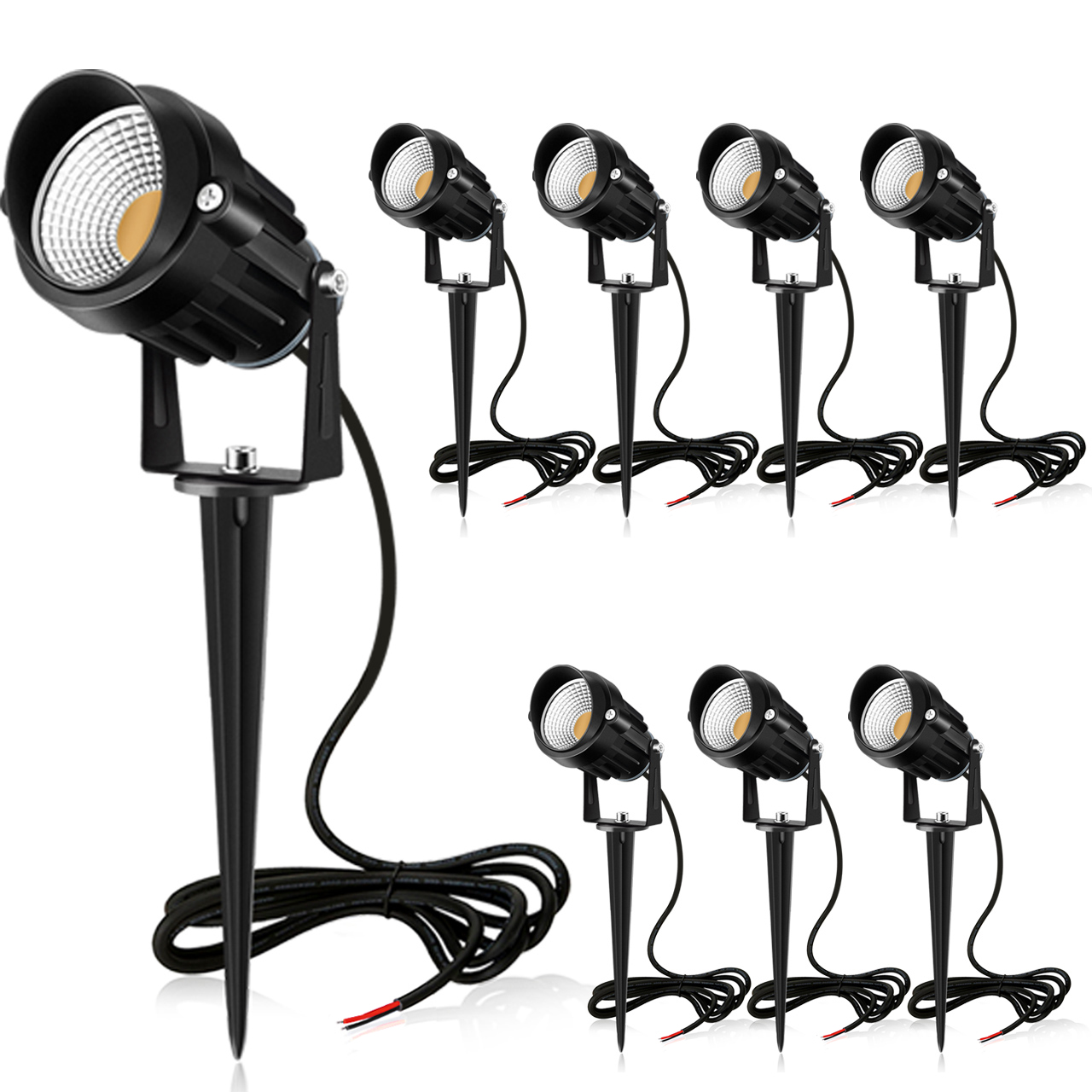MEIKEE 7W LED Landscape Lights Pathway Lights 12V/24V Spotlights Warm White IP66 Waterproof for Driveway, Yard, Lawn, Patio, Swimming Pool,Outdoor Garden Lights (8 Pack) 