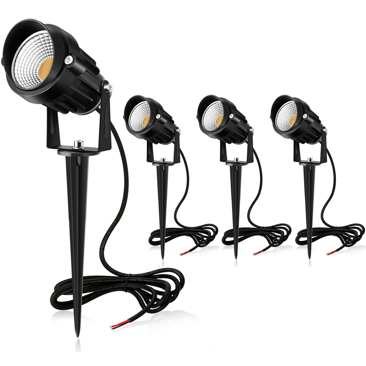 MEIKEE 7W LED Landscape Lights Pathway Lights 12V/24V Spotlights Warm White IP66 Waterproof for Driveway, Yard, Lawn, Patio, Swimming Pool,Outdoor Garden Lights (4 Pack)