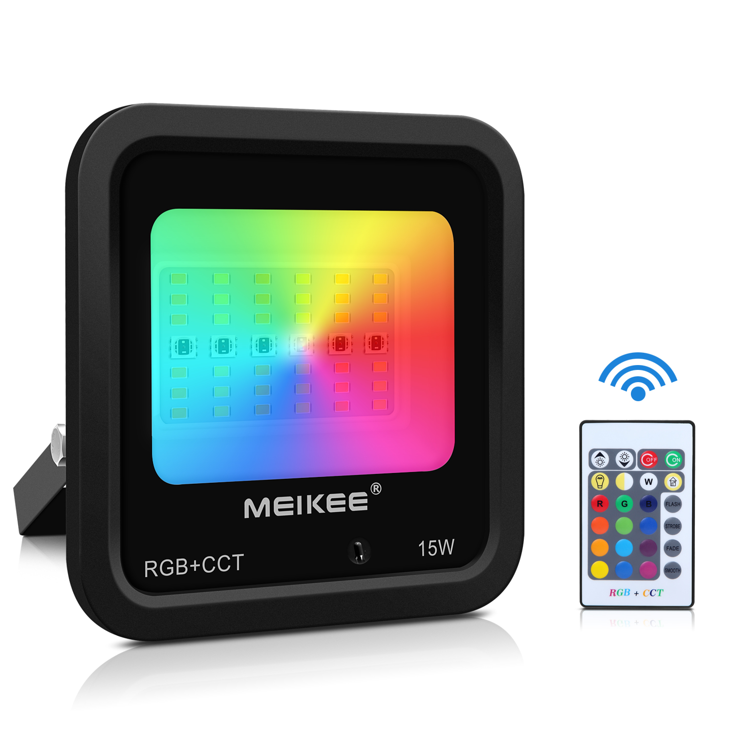 MEIKEE 15W RGB Lights Led Floodlight 16 Colors 4 Modes Remote Control Christmas Lights IP66 Waterproof Color Changing Light Outdoor Decoration for Halloween Birthday Party Easter Strobe Garden Pond