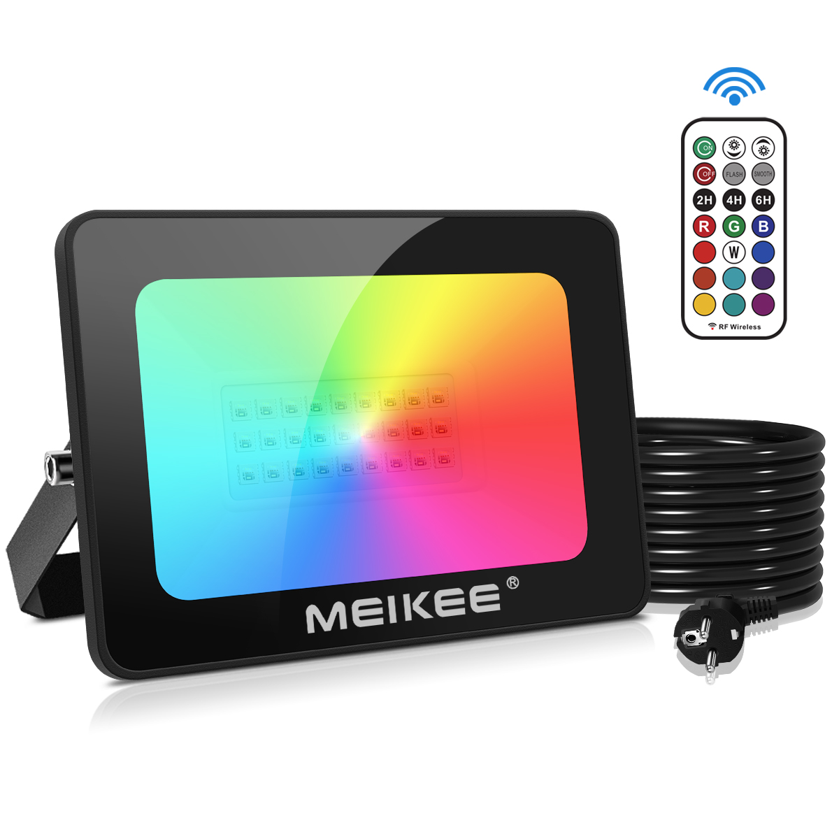 MEIKEE 25W RGB Led Floodlights Remote Control Christmas Lights IP66 Waterproof Memory Timing Function Color Changing Light Outdoor Decoration for Halloween Birthday Party Easter Strobe Garden Pond