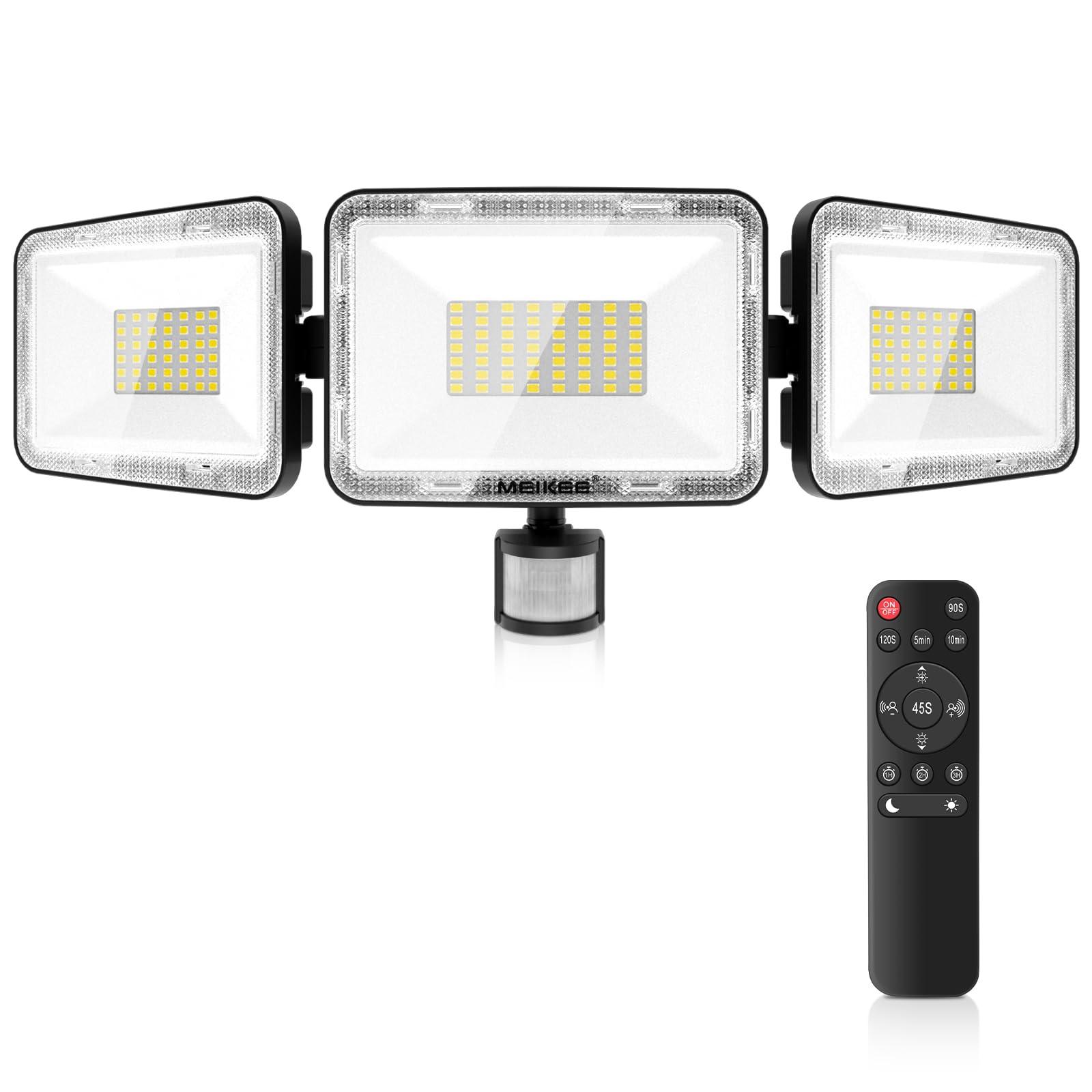 MEIKEE 70W Security Lights Outdoor Motion Sensor 6580LM 6500K Daylight White PIR Floodlights Outdoor 4 Modes Timing with Remote Control IP66 Waterproof 180° Adjustable for Garden Garage Doorways