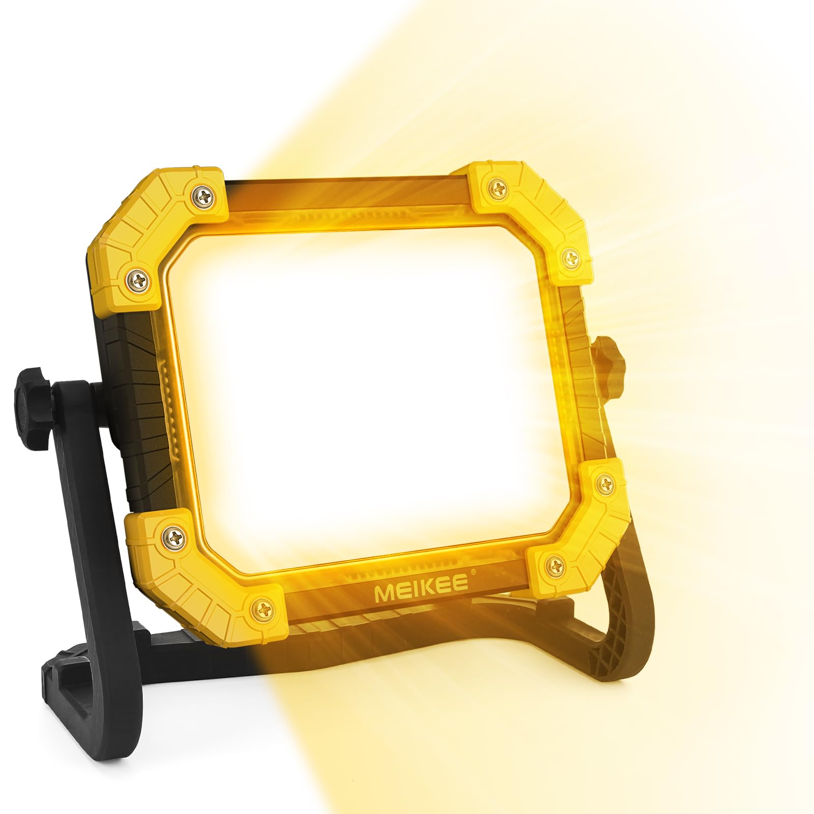 MEIKEE LED Work Light Rechargeable 14000mAh Battery Super Bright Dimmable 3 Colors Warm & Cold White SOS 360° Rotable IP66 Waterproof for Construction Emergency Camping Repairing Power Cut